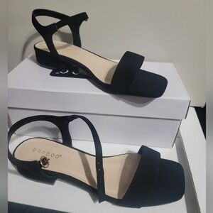 Brand New Black low heel strapped girls shoe Size 6.5